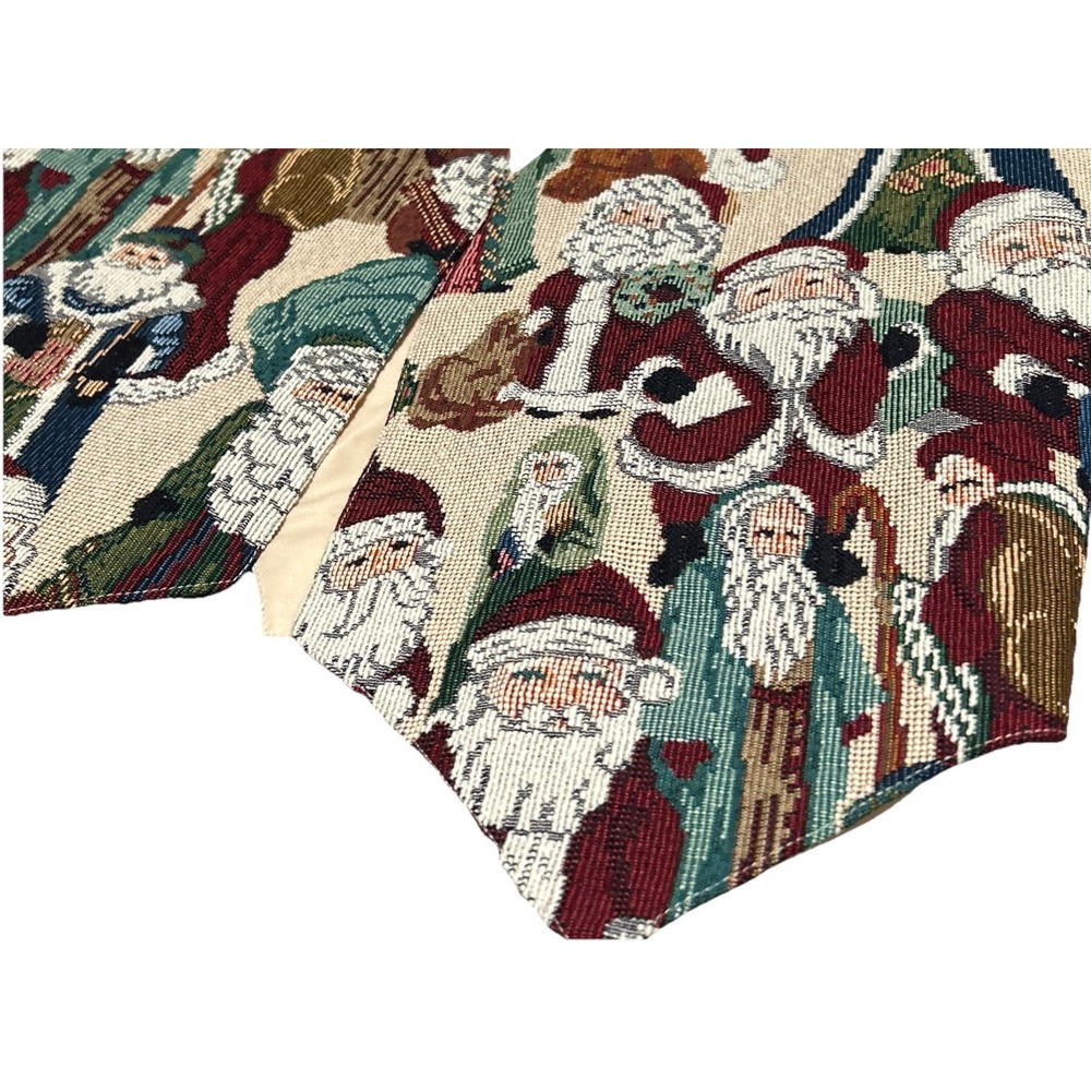 Tapestry Santa Claus Vest Cream Red Festive‎ Holiday Christmas Grandmacore Vtg - Picture 4 of 7